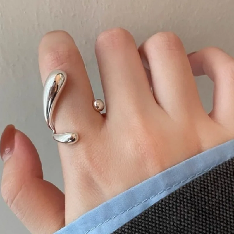 

VENTFILLE 925 Sterling Silver Irregular Punk Ring For Women Minimalist Hip Hop Personality Versatile Cool Open Jewelry Dropship