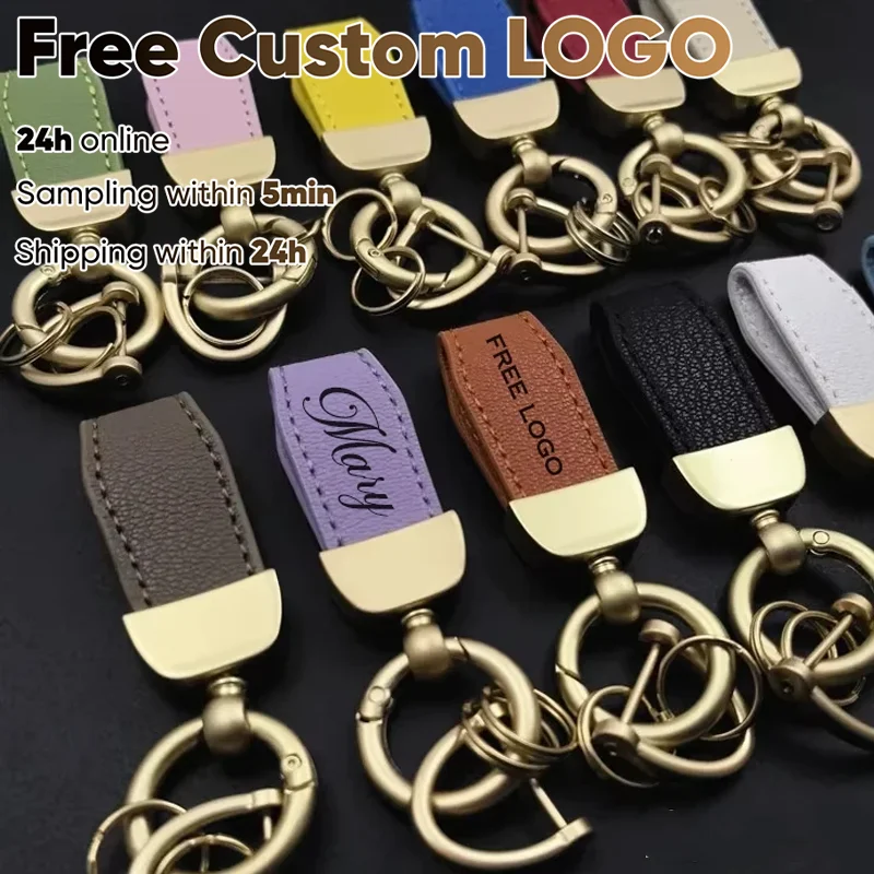 

Keyring Free Personalized Name Leather Keychain Gift Personalize Laser Engraved Custom Logo Men's Women‘s Car Key Chain Vintage