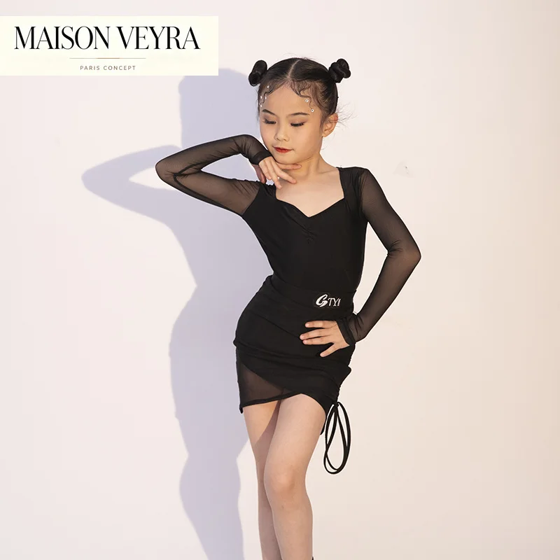 autumn-and-winter-latin-dance-costume-for-girls-mesh-high-end-latin-children's-practice-dance-performance-costume-dress
