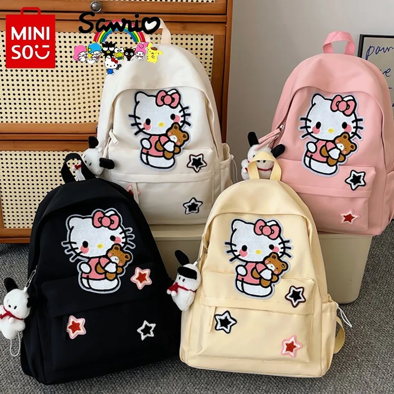 

MINISO HelloKitty New Women's Backpack Fashionable and High Quality Girls' Backpack Small Fresh and Versatile Student Backpack