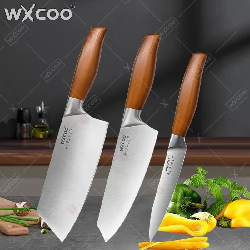 WXCOO Japanische Küchenmesser, professionelles Kochmesser, Kochutensilien, Santoku-Allzweckmesser, Hackmesser aus Edelstahl