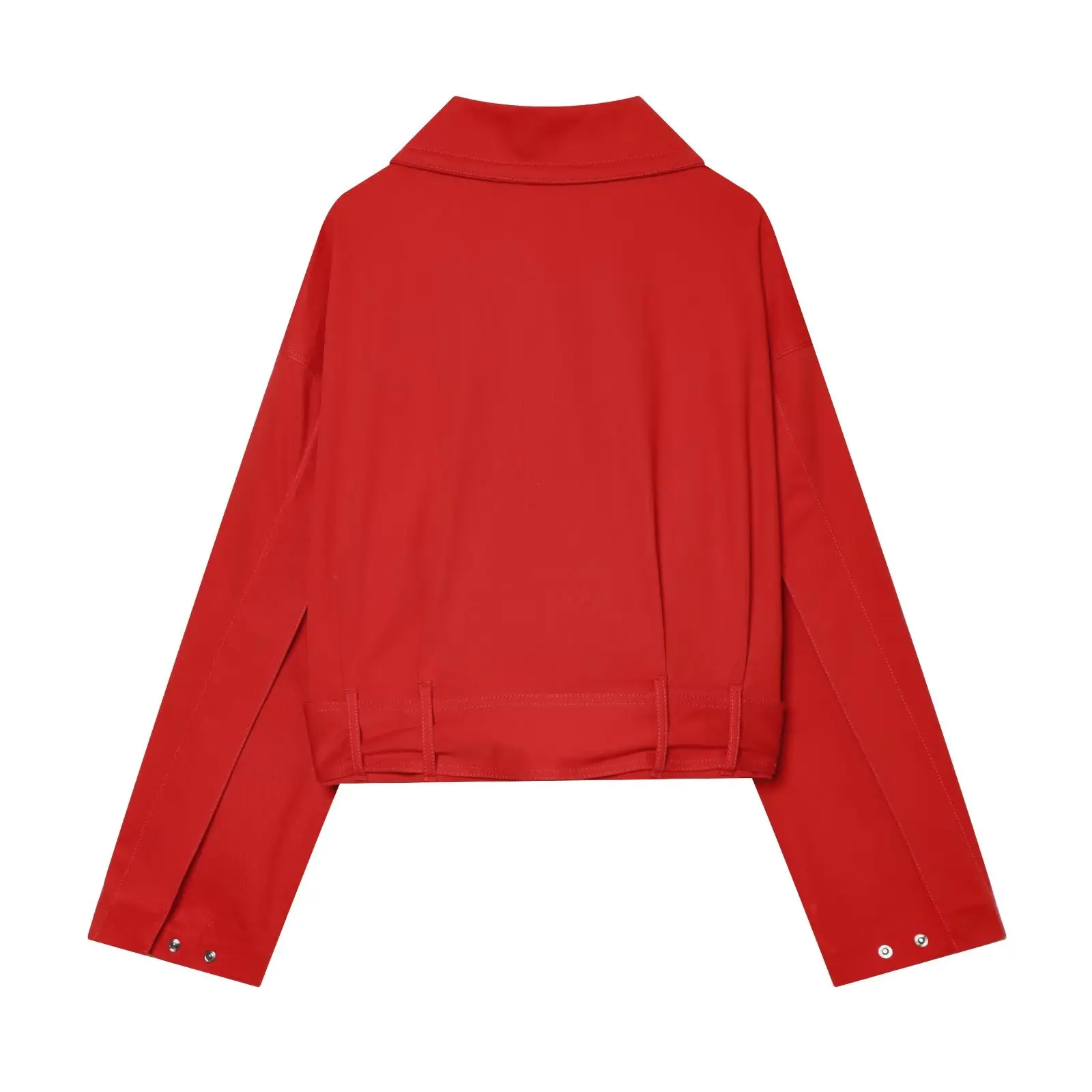 HH Damen Elegante Cropped Utility-Jacke Asymmetrischer Kragen Taillengürtel Oberbekleidung Frühling Herbst Business Casual & Business Wear – Detail 3