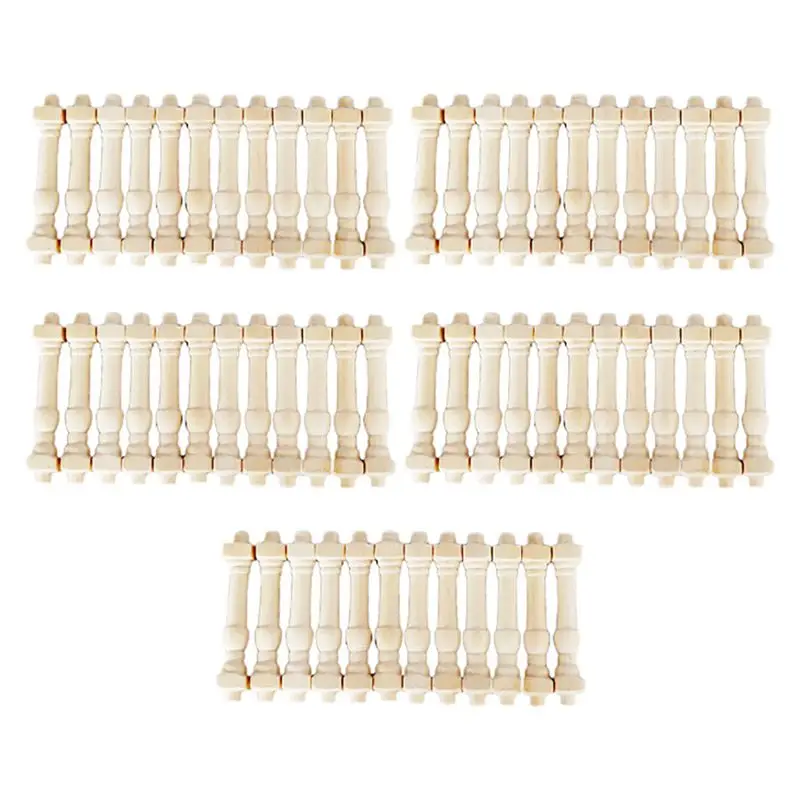 

A04F-60Pcs DIY шпиндели балясины деревянный кукольный домик миниатюрный масштаб 1/12 лестничные перила украшения