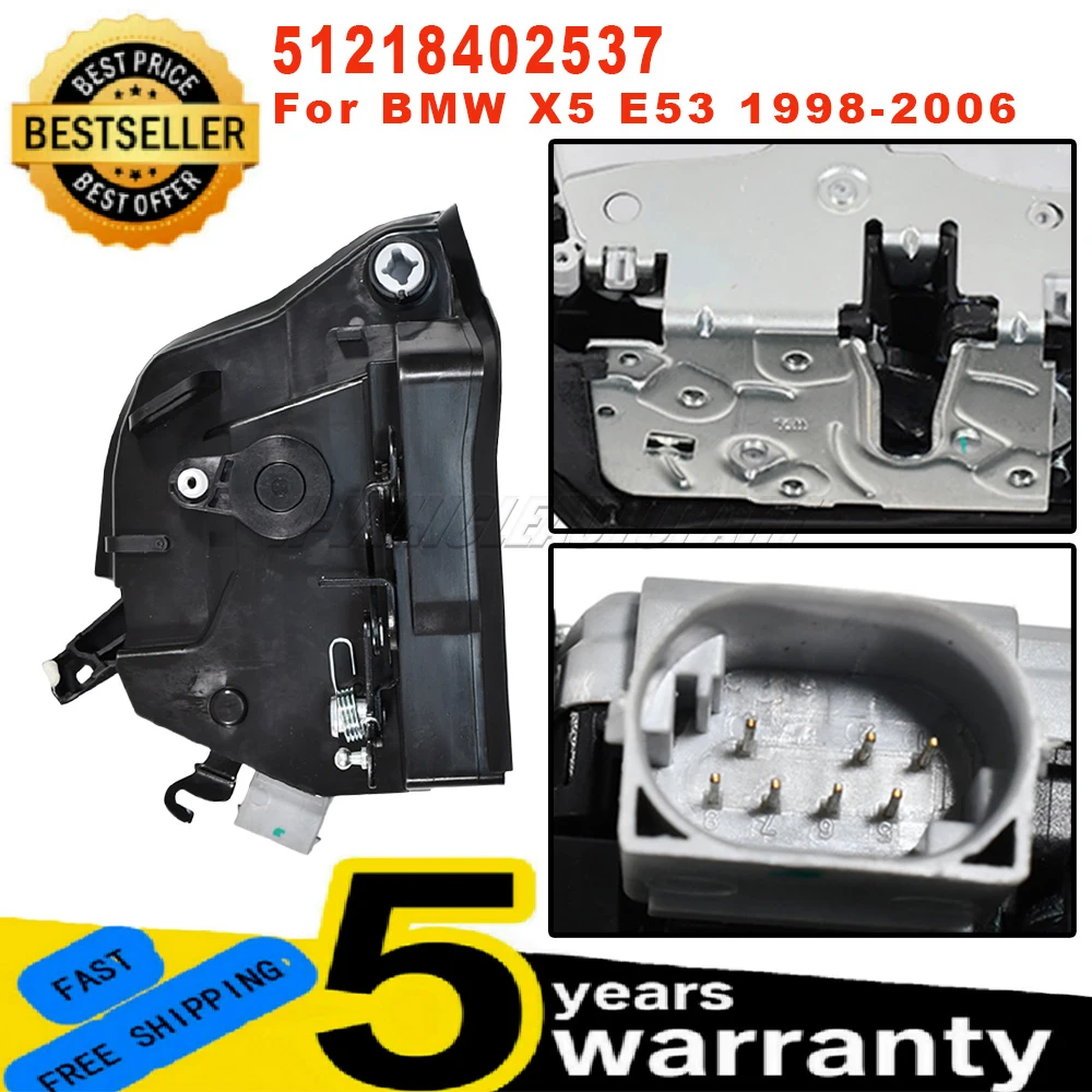 

Новый 51218402537 для BMW X5 E53 1998-2006, передний левый интегрированный механизм привода замка двери, 7 контактов, черные автомобильные аксессуары