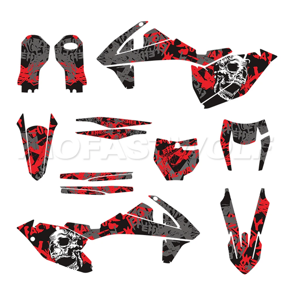 Motorcycle Graphics Decals Sticker Kit Full Set for 125-500cc SX SXF XC XCF EXC EXCF XCW XCFW 2016-2019 - Custom Bike Graphics
