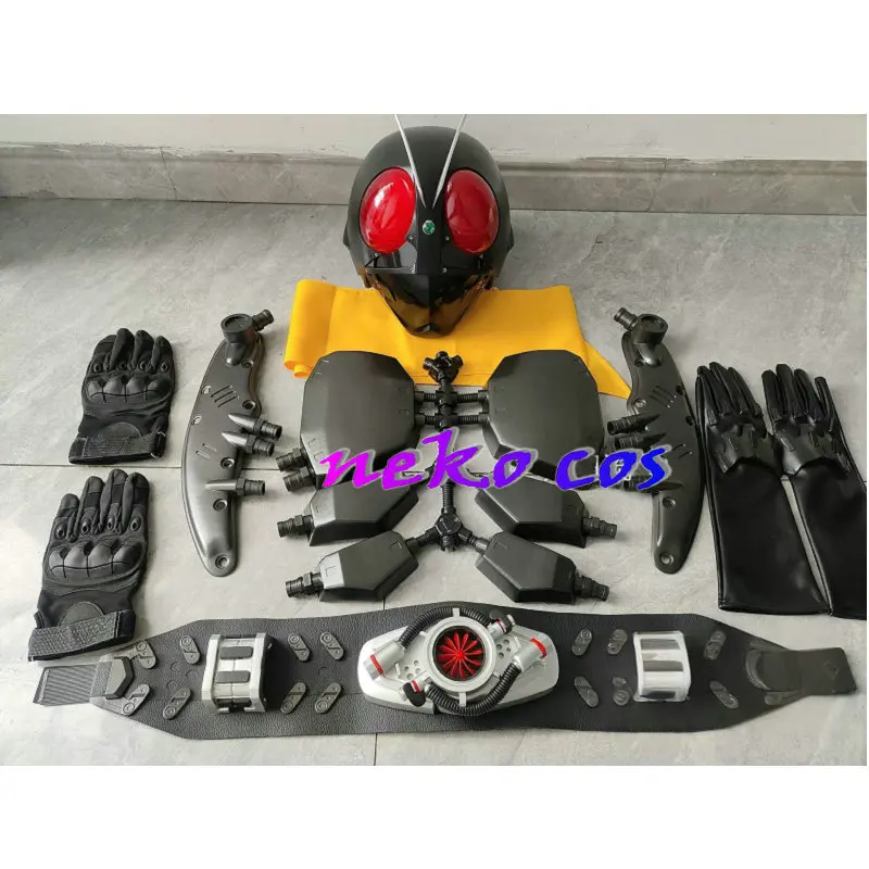 

nekocos Shin Kamen Rider Shocker gloves belt resin mask helmet scarf chest armor ackplate props‌ Cosplay costume