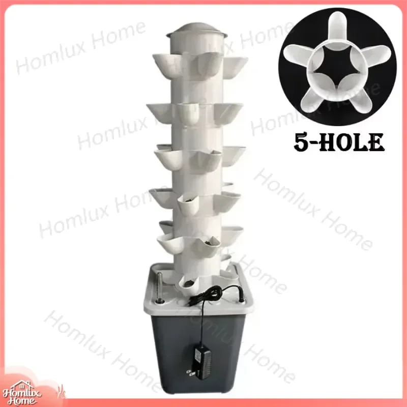Mini Hydroponic Growing System Indoor Outdoor Vertical Garden Tower 6 Tier Herb Vegetable Planter for Home Hydroponics Kit