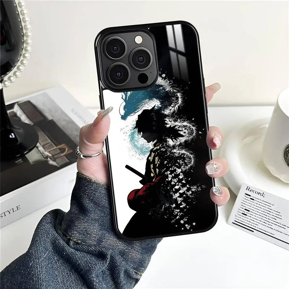 حافظة هاتف D-Demon Slayer Tomioka Giyuu لهاتف آيفون 16 15 14 13 12 11 Pro Xs Max Mini Plus Celulares Hard Funda