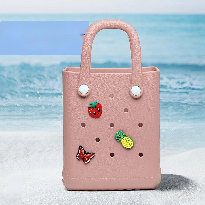 Mini Rubber Summer Beach Bag for Women, Eva Hole Travel Tote Bag, Crossbody Bags, Fashion Storage Handbag, Waterproof Outdoor Sp