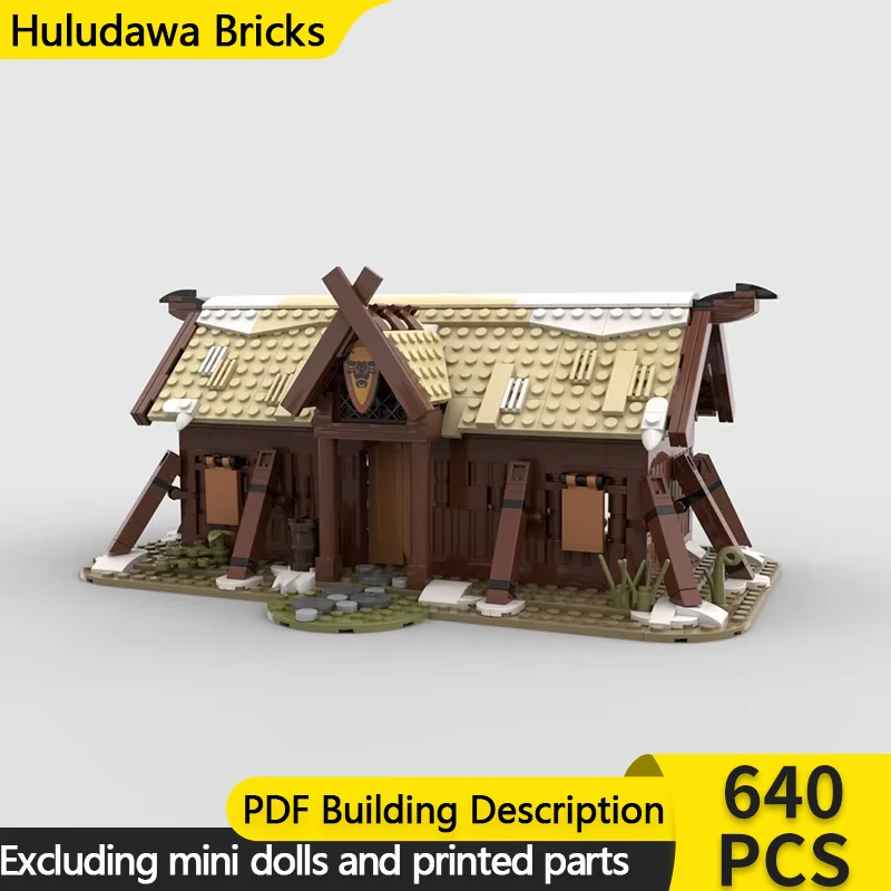 Street View Model MOC Building Bricks Viking Longhouse Wooden House Modular Technology Gifts Holiday Assemble Children Toys Suit