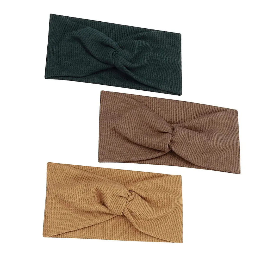 

3pcs Wide-Brimmed Hairband Knitted Cross-Knotted Design Soft Stretchy Cloth For Women Daily Wear Yoga Exercise Lightweight