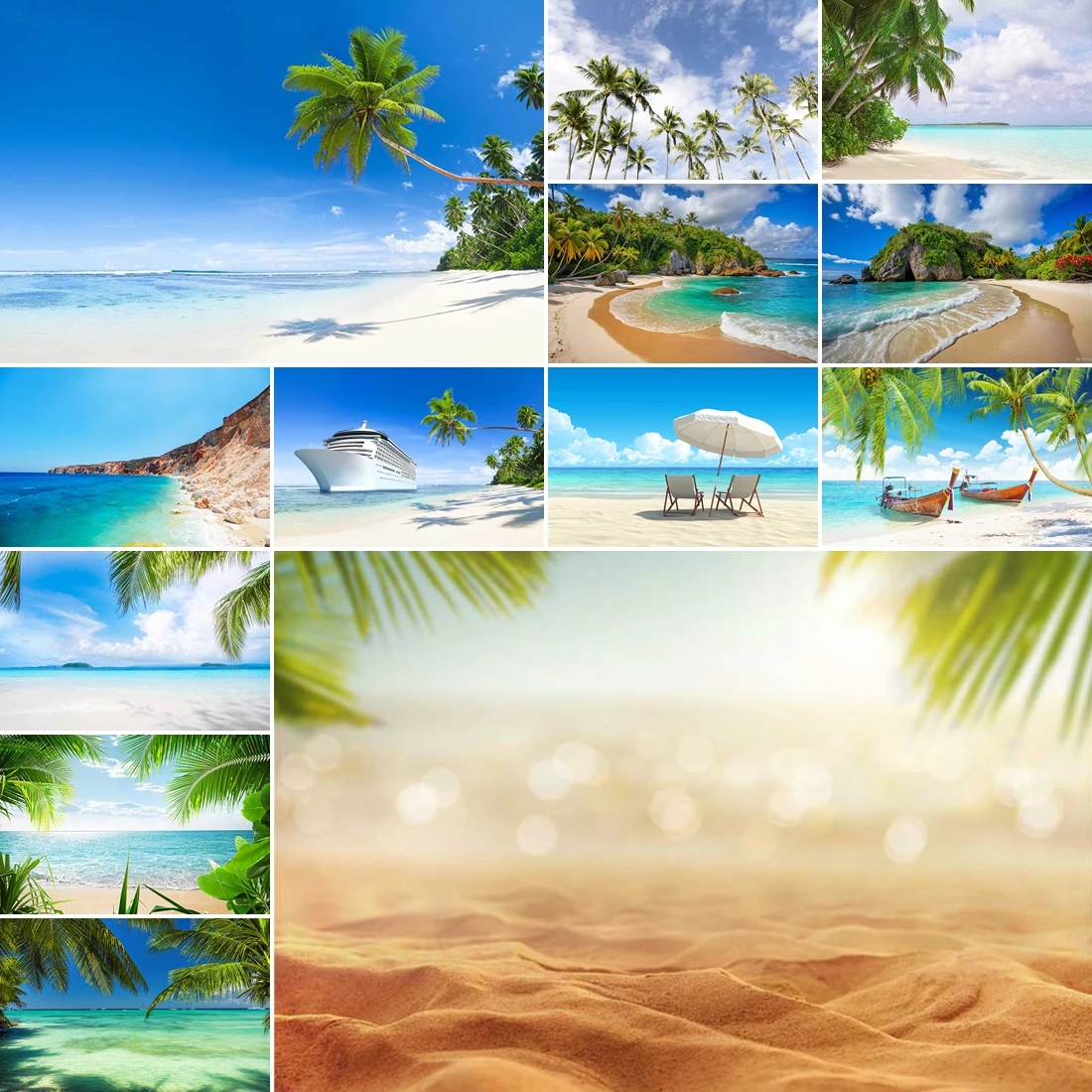

MOON.QG Summer Beach Backdrops For Photography Tropical Trees Background Shooting Props Wallpaper Photobooth Home Decoration