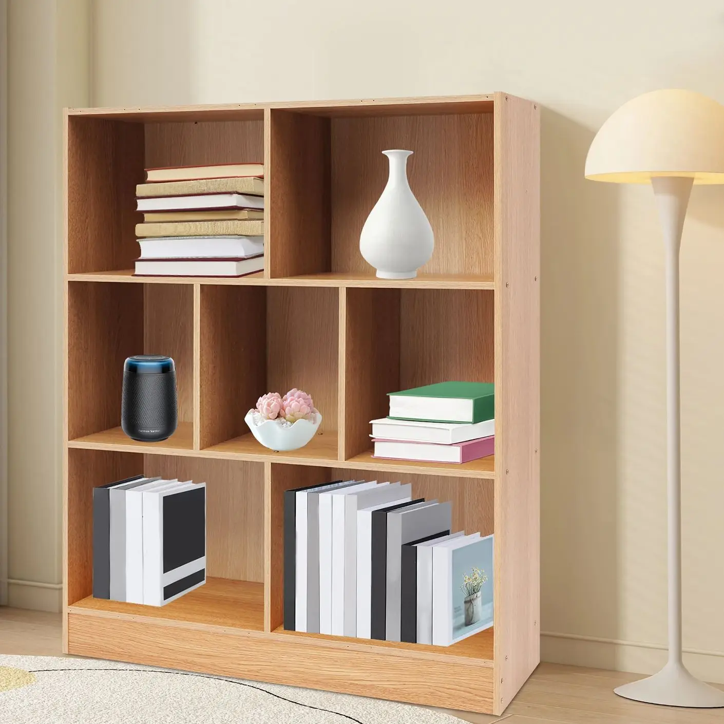 

Книжная полка 80x23x100 см, отдельно стоящий блок для хранения с 7 отделениями для гостиной, спальни, офиса, детской комнаты