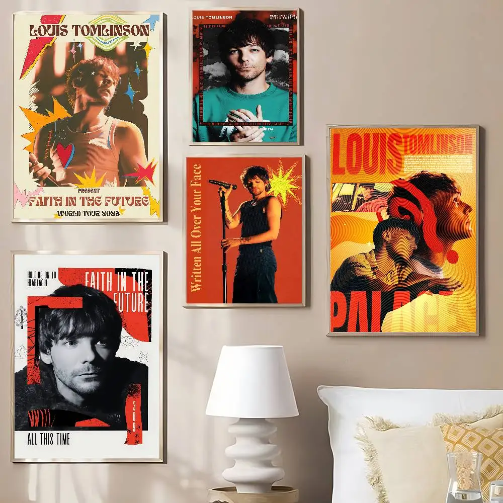 Hot Singer L-Louis T-Tomlinsons Music Whitepaper Poster Waterproof Paper Sticker Coffee House Bar Aesthetic Art Wall Painting