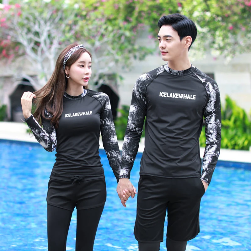 Plus Size Women Men's Rashguard Spilt Sports Swimwear 2023 New Korean Sun Protector Long Sleeve Conservative Surfing Swimwear