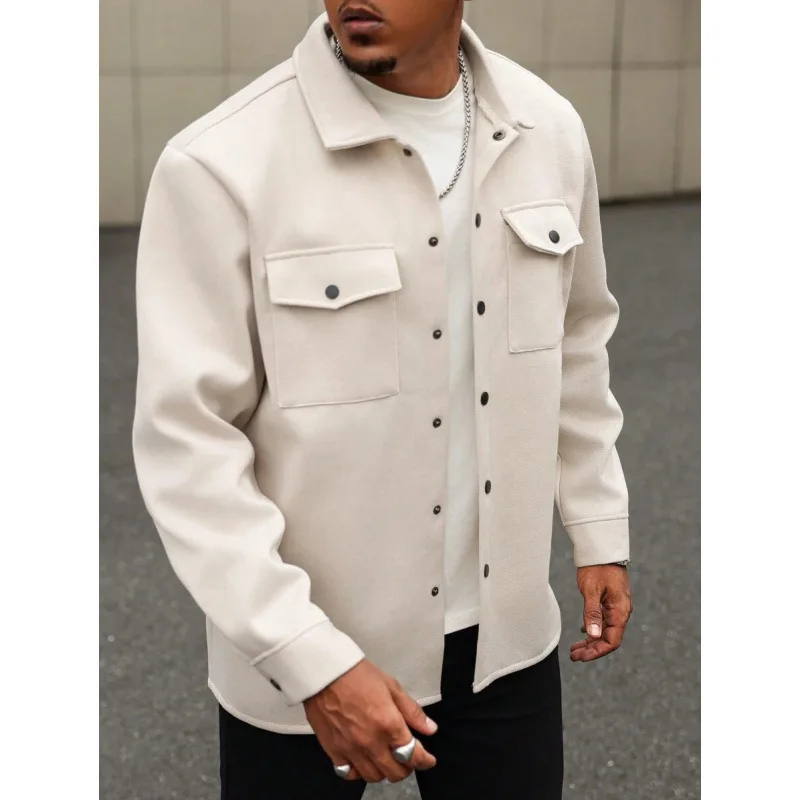 

Мужская повседневная рубашка из ворсованной ткани H 69240, модная мужская куртка с плоским воротником, другие материалы, 100% хлопок, весенний сезон