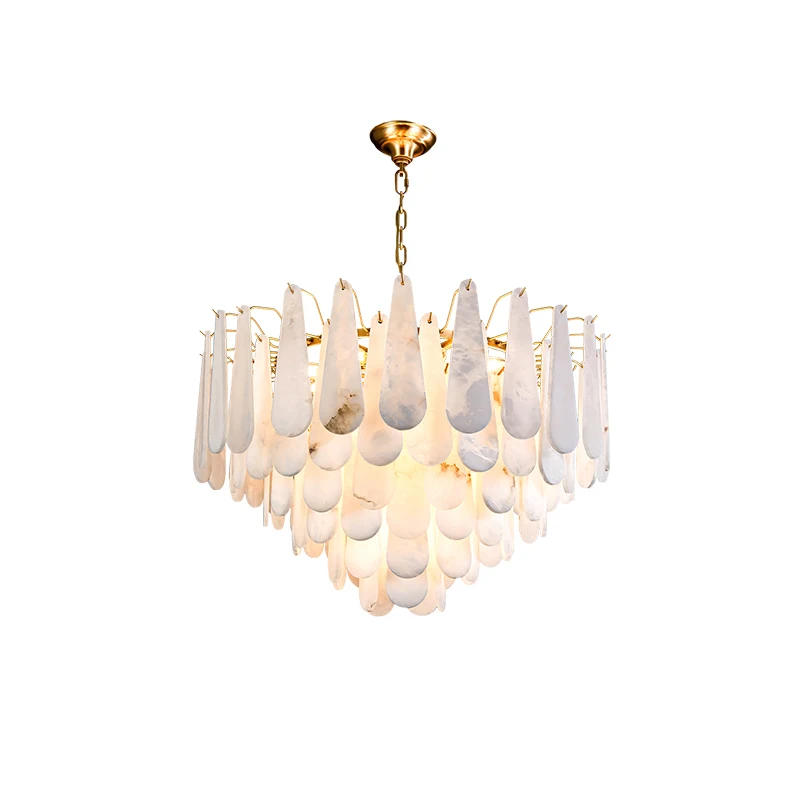 Marble Home Art Deco Gold Silver Dimmable LED 2026 Chandelier Lighting Haning Lamp Lustre Para Sala Estar For Foyer Dinning Room