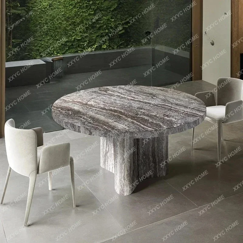 Y1 Marble1 dining table Italian light luxury household round table natural luxury stone dining table and chair combination