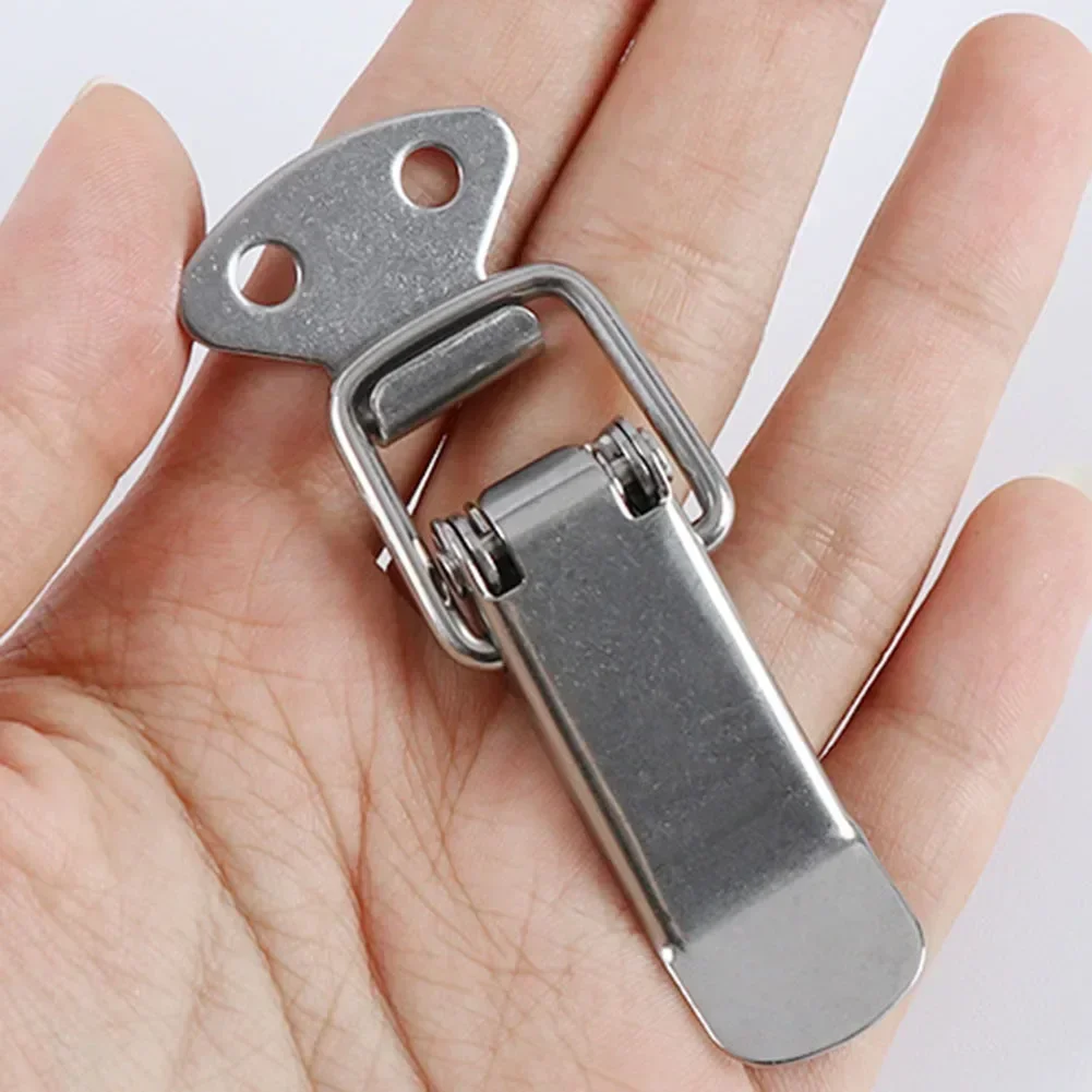 4pc Toggle Hasp Latch Stainless Steel Buckle Padlock Lock Spring Duckbill Box Luggage Lock Buckle Wood Box Metal Anti-theft Lock