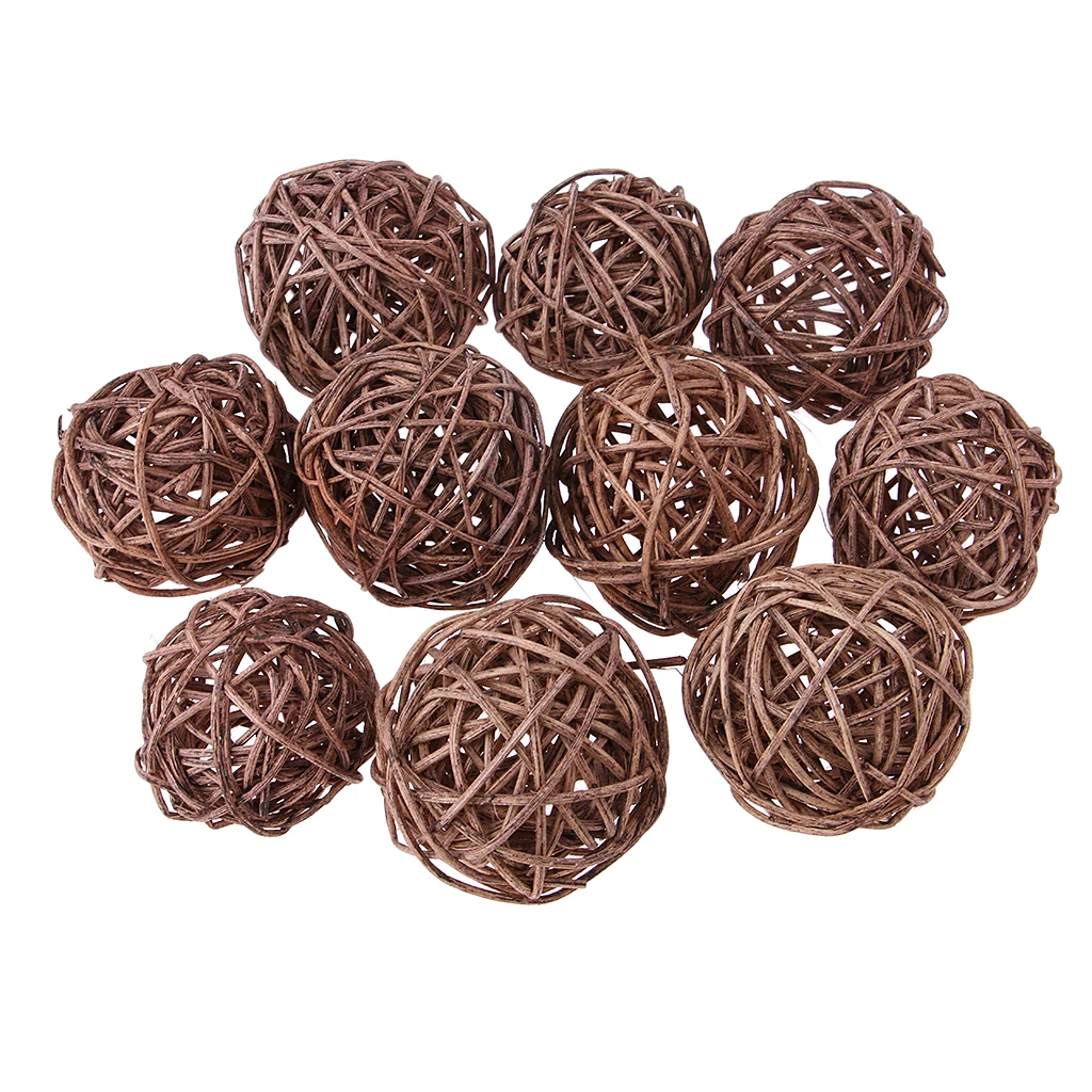 10 Pieces Assorted 5cm Rattan Wicker Cane Ball for Garden Wedding Party Home Decor