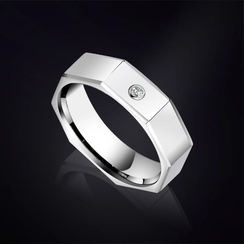 Loyal Moon Rings For Men And Women Simple Fashion Style Color Contrast Multi-faceted Design Couple Wedding Engagement Jewelry,Fr