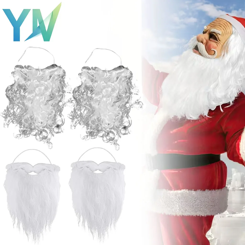 1-10PCS Barba de Papá Noel para Manillar, Bigote, Accesorio de Disfraz para Adultos, para Navidad, Cosplay, Decoración, Suministros para el Hogar