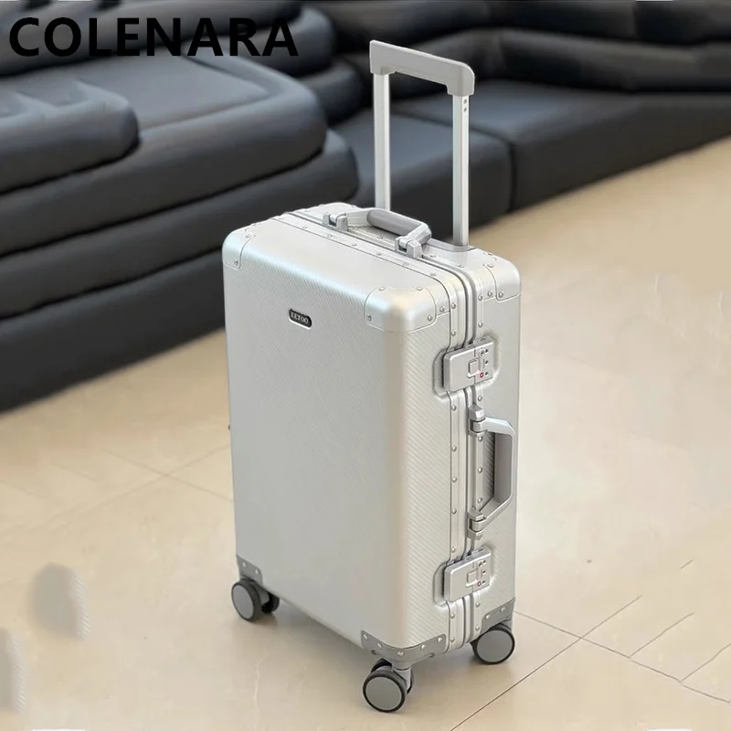 

Чемодан COLENARA 20/26 дюймов из алюминиево-магниевого сплава, на колесиках, для студентов, женская дорожная сумка на колесиках