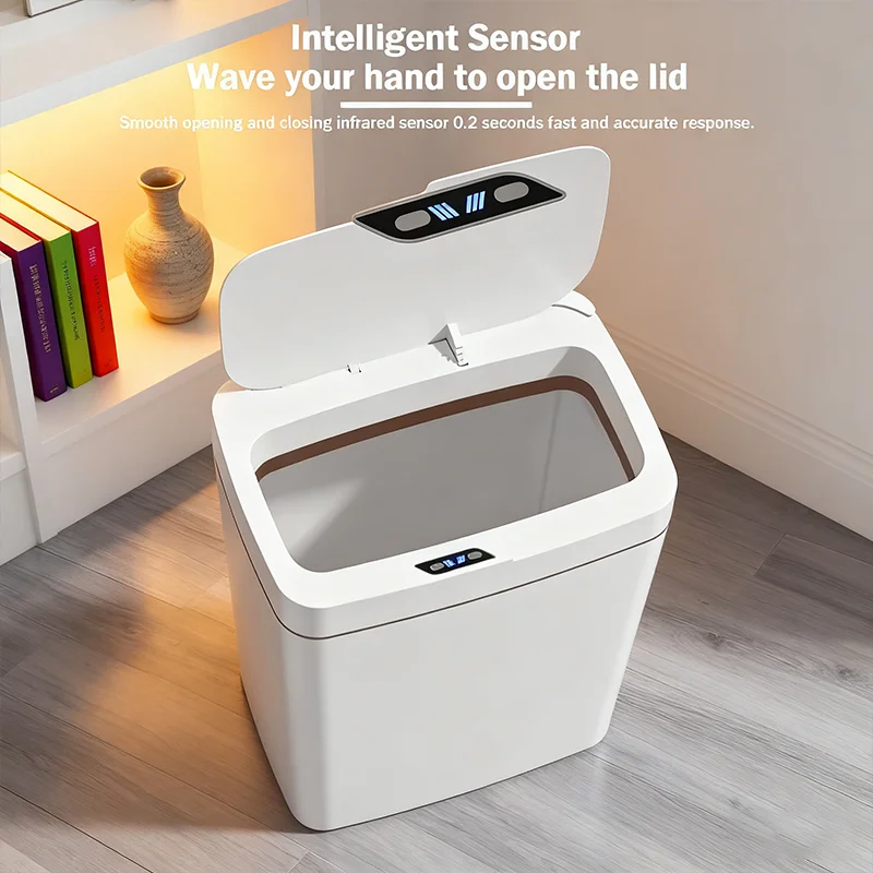 Poubelle à Induction automatique intelligente avec couvercle, panier de rangement, idéal pour la cuisine, la salle de bain, le salon, l'organisation moderne de la maison