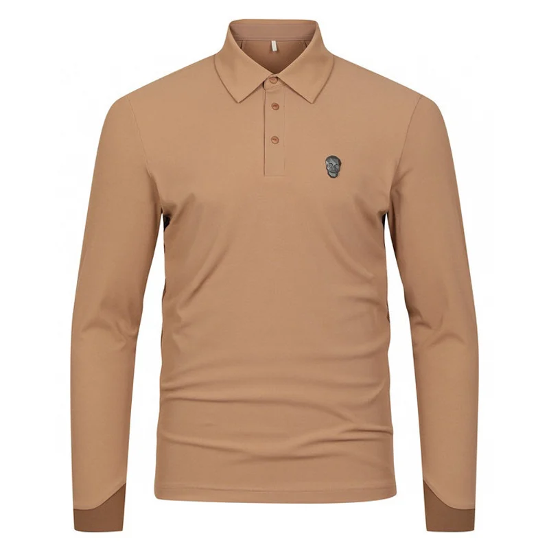 Golfkleding Heren Trendy 2025 Herfst Nieuwe Casual Sport Sneldrogend Afslanken Skelet Lange Mouwen Revers Golf T-shirt