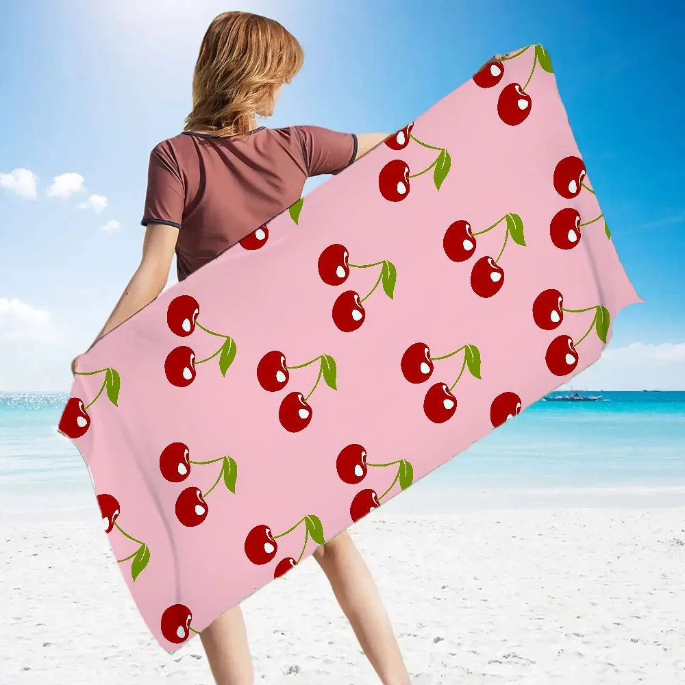 

Beach Towel Absorbent Sport Towels Microfiber Sauna Cloth Fashion Quick Drying Towel Camping Cherry Home Gym Towels With Designs