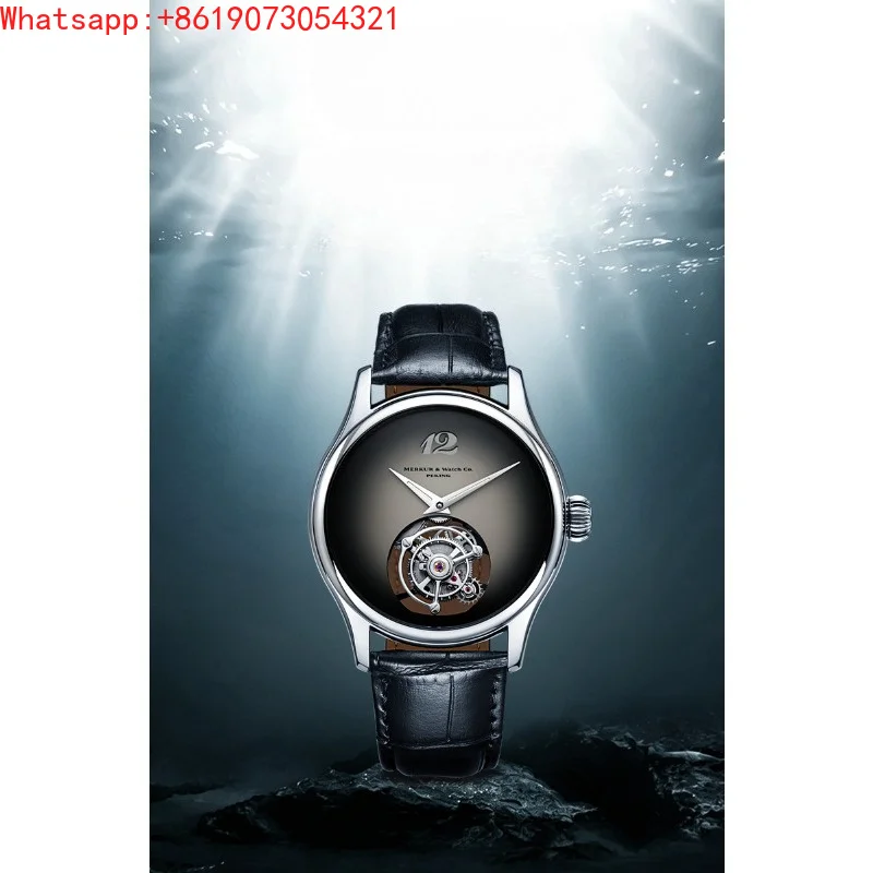 The Great Qin Empire hollow tourbillon bottom engraving simple large plate waterproof men's mechanical watch