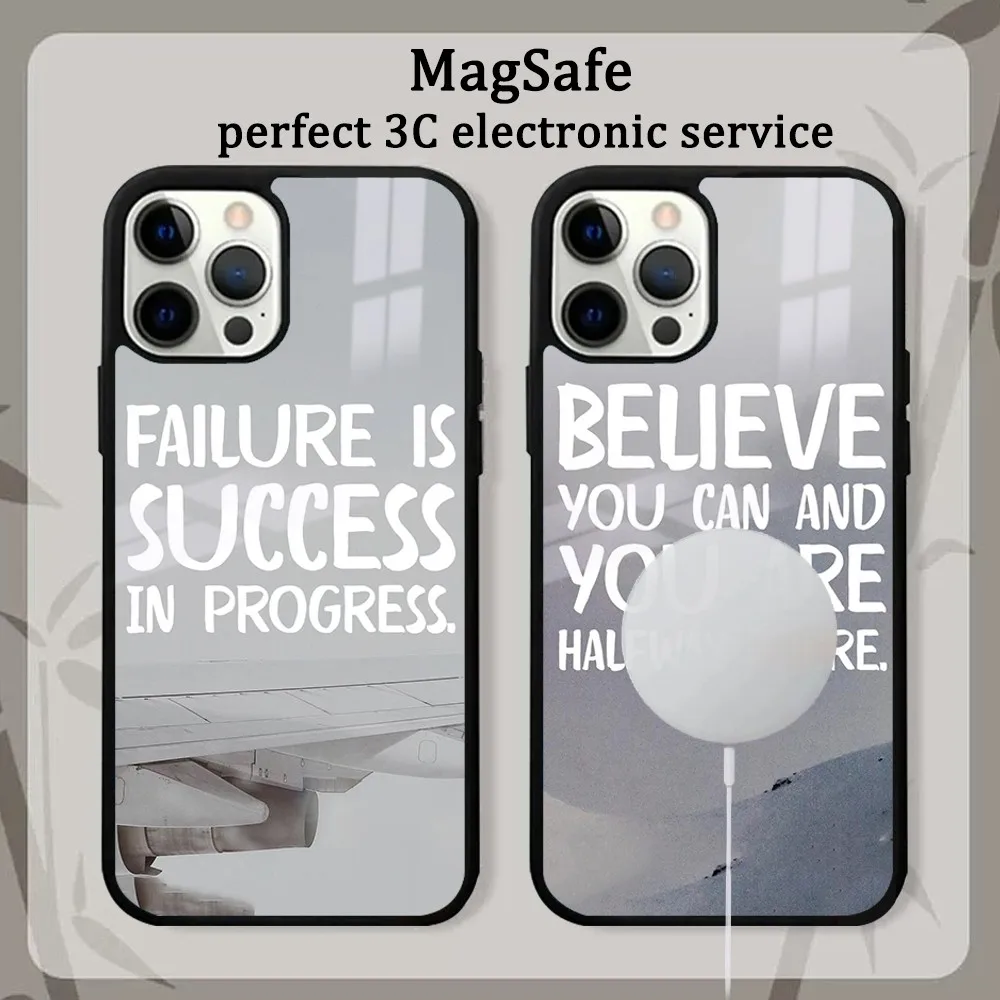 Inspirational text Cases Phone Case For iPhone 15 14 13 12 11 Pro Max Plus Mini Mirror Magnetic Cover