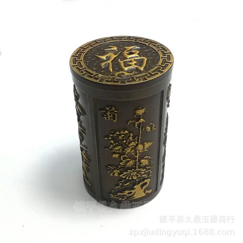 Antique Miscellaneous Antique Plum Blossoms Orchids Bamboo and Chrysanthemum Modeling Brass Toothpick Box Wholesale Home Office