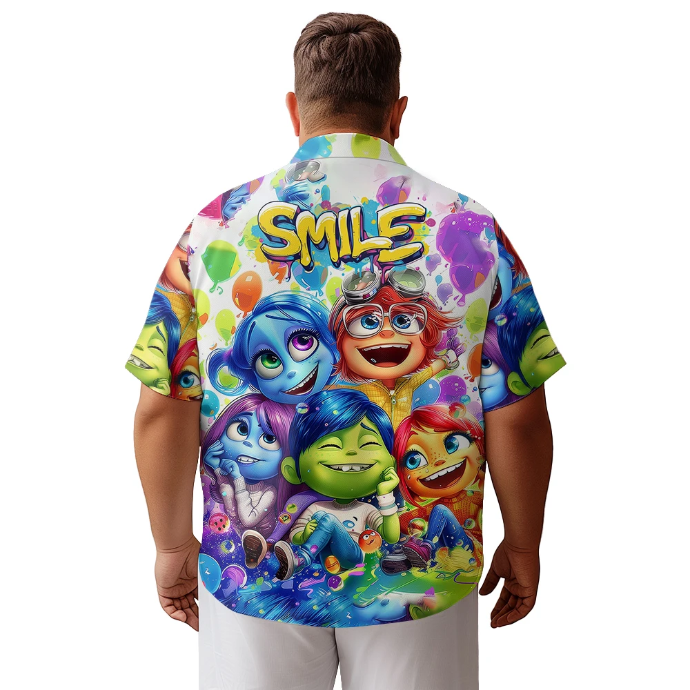 2024 new  Men's shirts plus size Cartoon monster family printed clothing casual short-sleeved