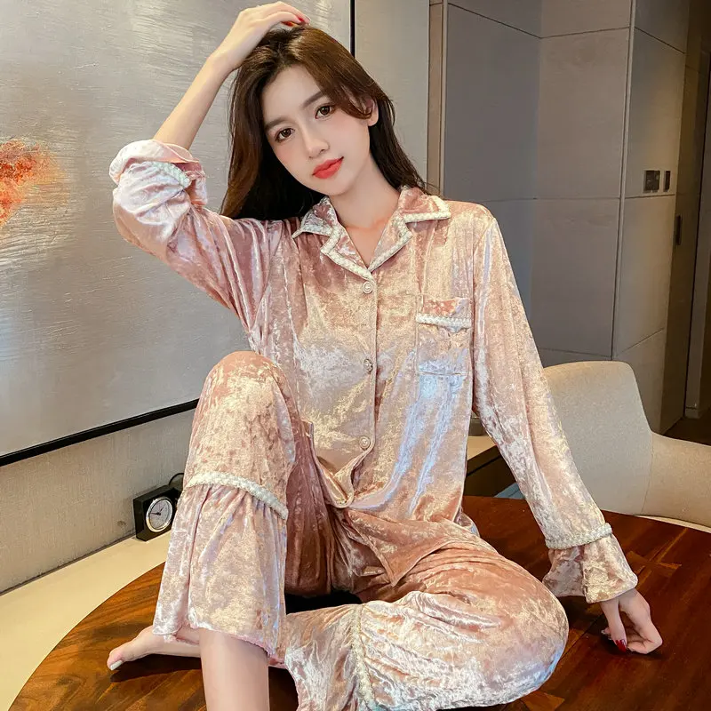 

Pajama Sets Korean Women Polyester Blend Loose Festival Sweet Lady Pocket Wrinkle Free Crew Neck Sleeveless Ankle Length Summer