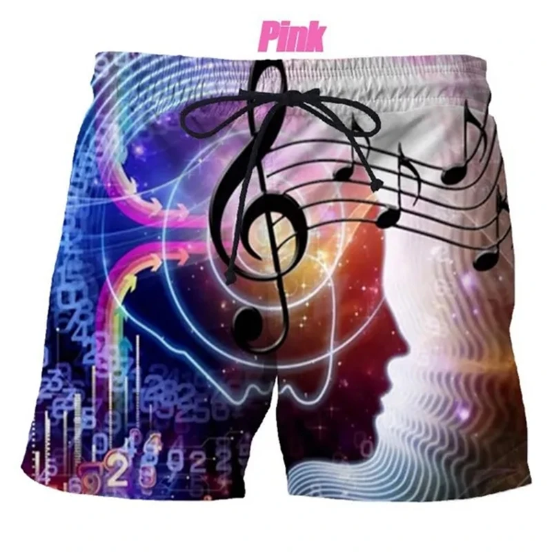 2023 Summer Musical 3D Printed Note Shorts Unisex Casual Beach Shorts Swim Trunks Guitar Cool Shorts Beach Shorts Ropa De Hombre