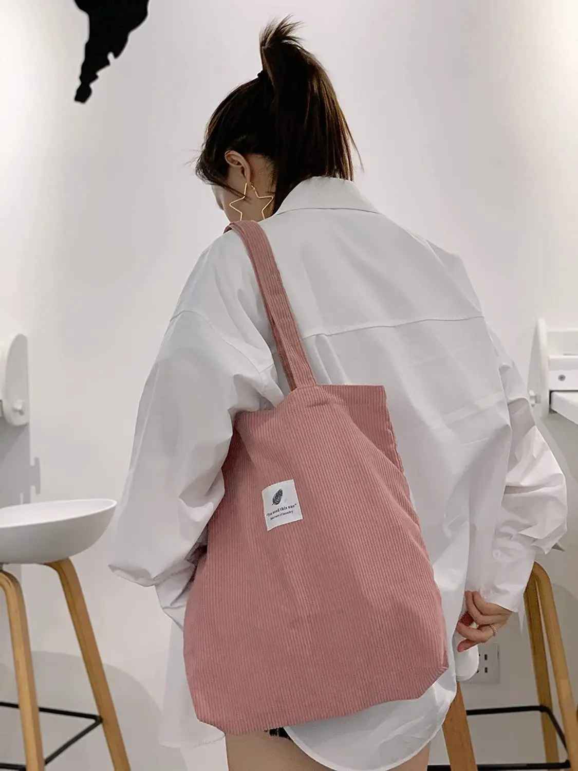 JIOMAY 2025 Damen Cord-Shopper-Tasche Stilvolle Tragetasche - Langlebige Casual Große Einkaufstasche mit Hoher Kapazität Perfekt für den Täglichen Gebrauch – Detail 20