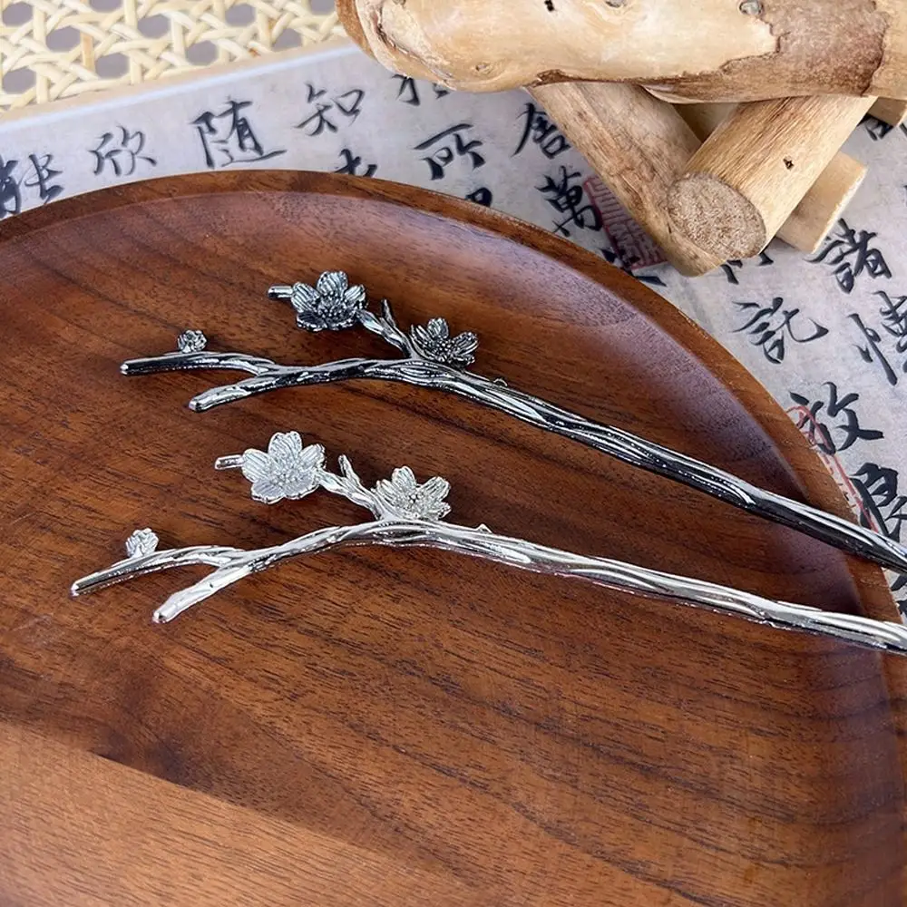 Ancient Style Braided Hairpins Branch New Headwear Peach Blossom Chinese Hair Fork Women Hanfu Hairpins Flower Hair Sticks