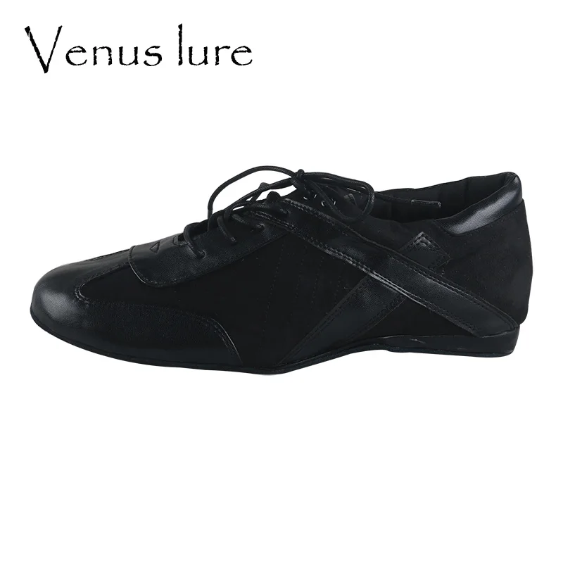 Venus lure Customized OEM Swing Dancing Shoes Men Leather Suede Ballroom Winter Line Dance Shoes Man Black and White