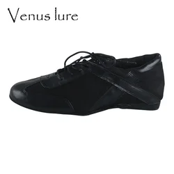 Customized Black Microfiber leather and Faux Suede Line Dance Sneakers for Men Suede Sole Dancing Shoes in Summer and Winter