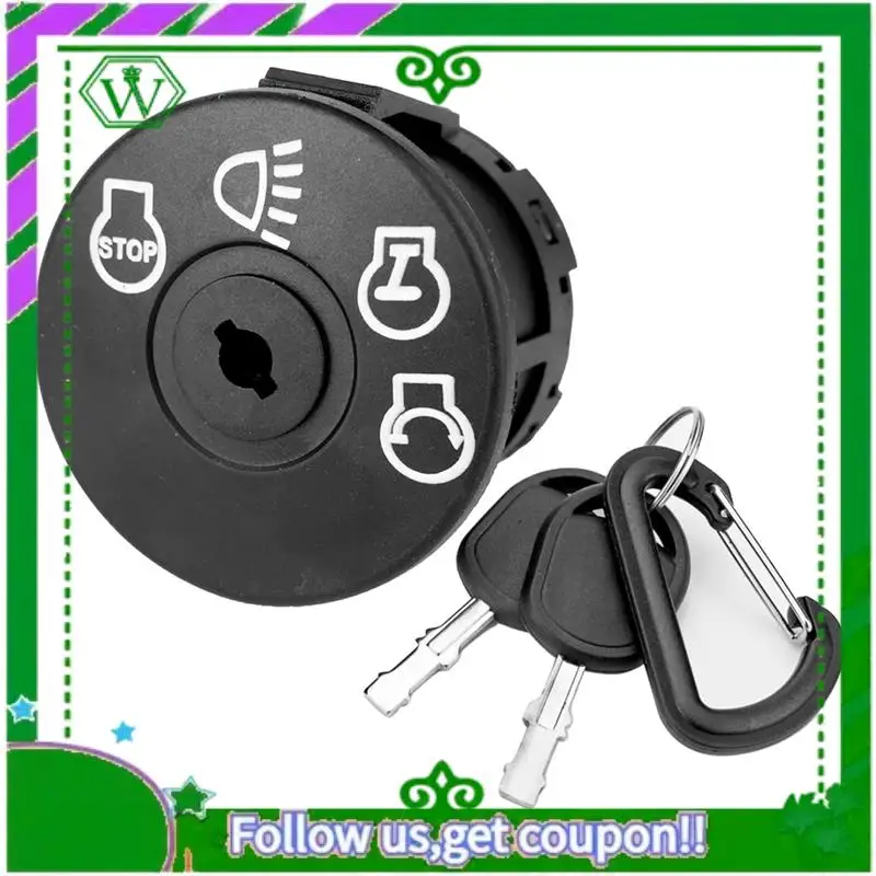 AC34-Ignition Switch With Key 7 Terminals Compatible For Craftsman Deere John Riding Lawn Mower Replace 925-1741 Parts