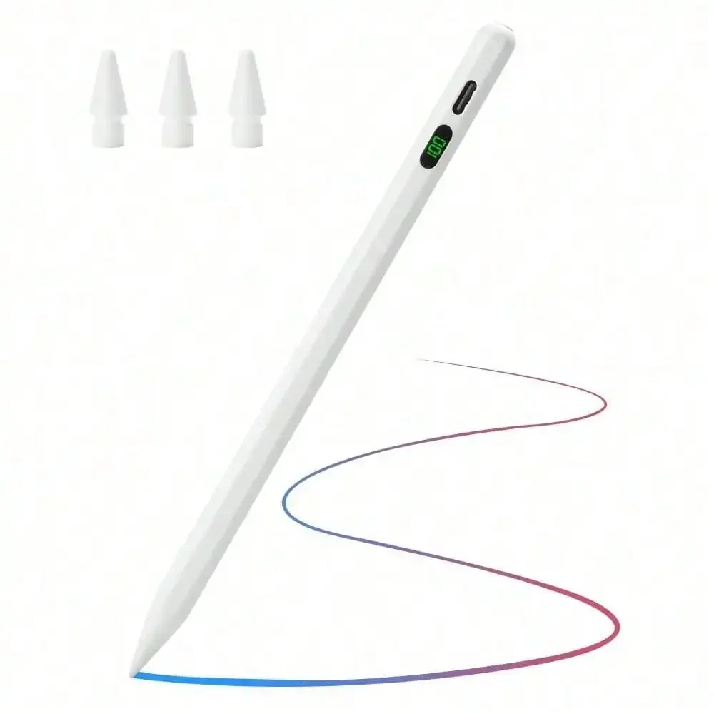 Stylus Pen for iPad, Palm Rejection & Tilt Sensitivity, Magnetic Wireless Charging with LED Display, Dual OS Active Pencil Compatible with iPad Pro/Air/Mini, Samsung Galaxy Tab, Android Tablets (Apple Pencil Replacement, 2018-2025)