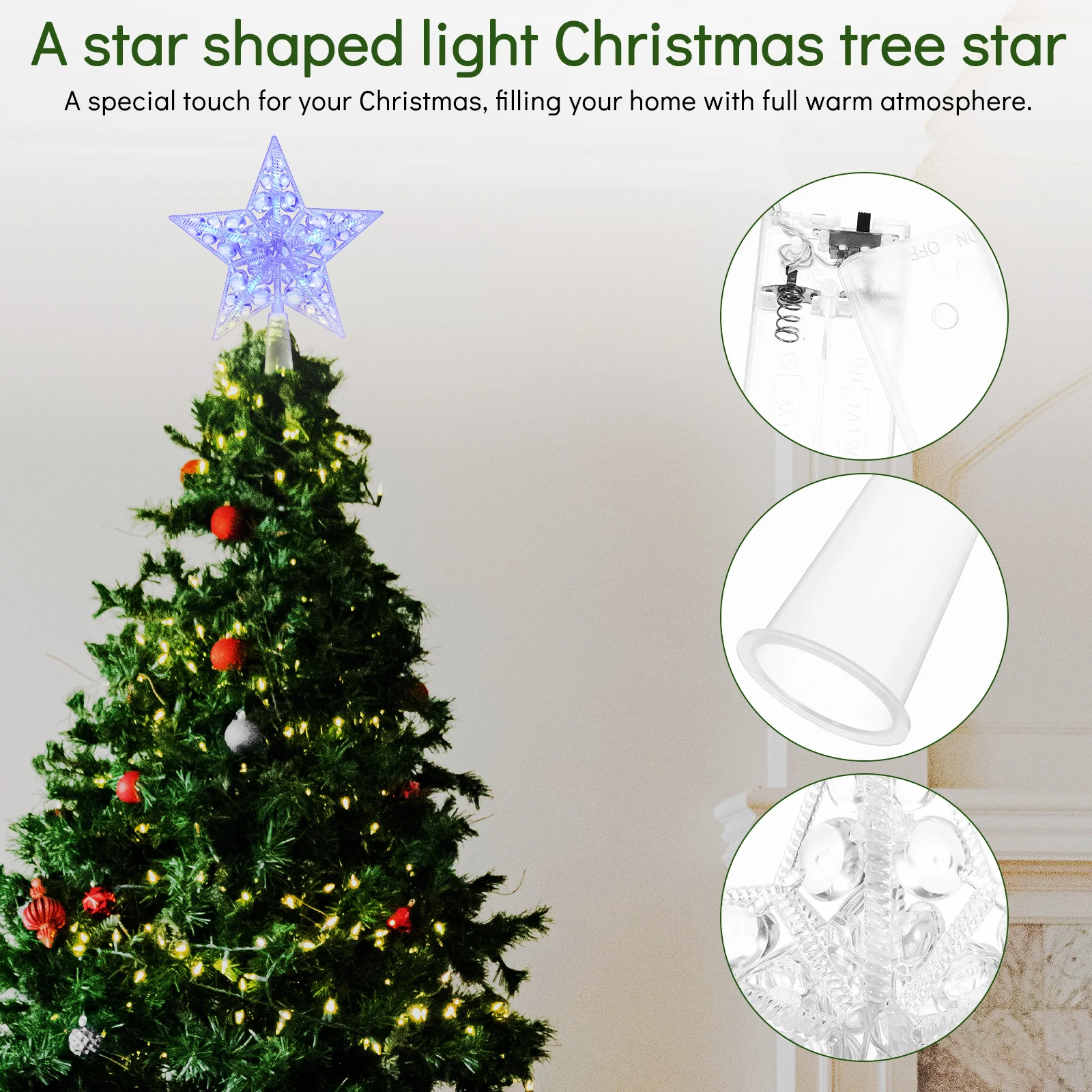 

Led Christmas Tree Topper Light Star Decorative Lamp Reusable Party Wedding Birthday Decoration Xmas Star Topper Tree
