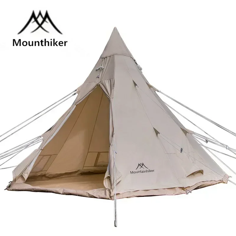 Mounthiker Outdoor 5-8 People Cotton Pyramid Big Tents Breathable Waterproof 3000MM Windproof Four-Season Family Camping Tent