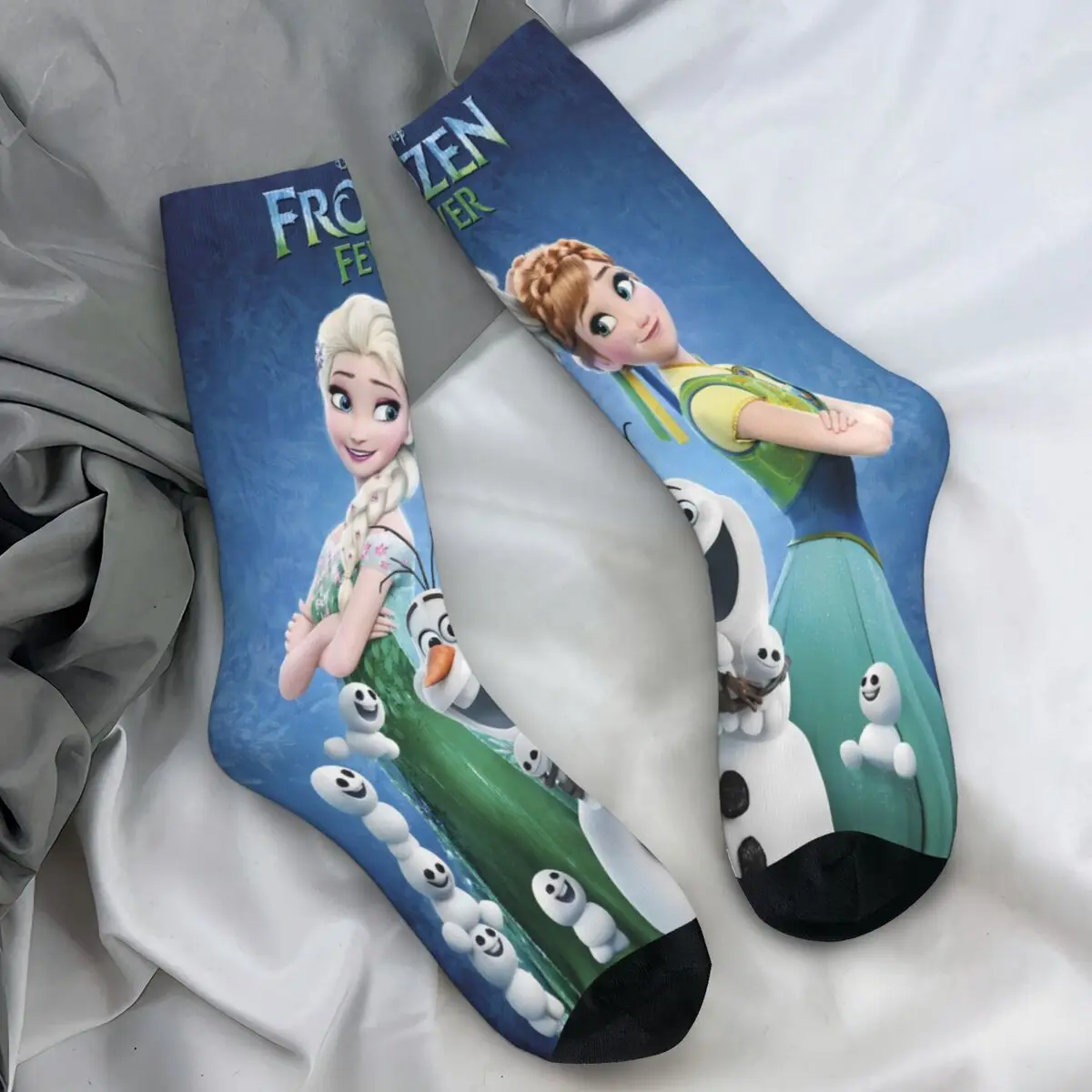 Chaussettes gothiques coordonnantes Elsa Anna Frozen pour hommes et femmes, bas de planche à roulettes respirants, chaussettes graphiques d'hiver