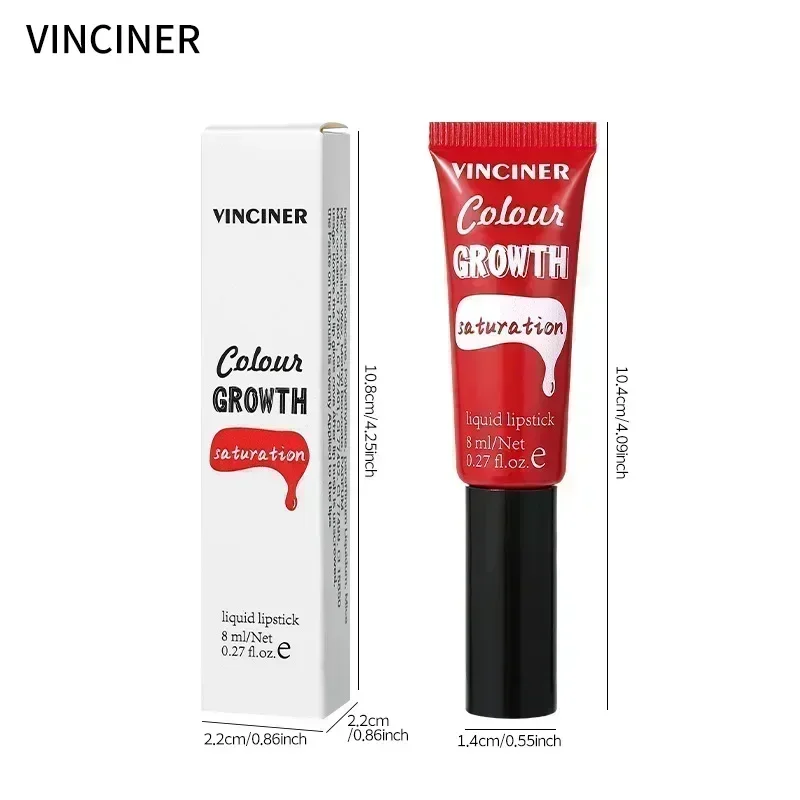 VINCINER Nuovo Rossetto Liquido Texture Setosa Idratante Lunga Durata Colore Intenso Non Macchia 8ml