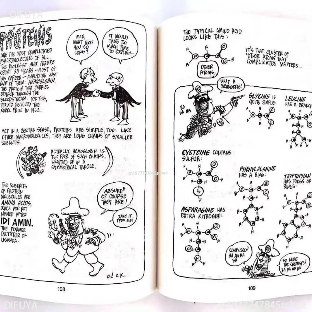 8 libri la guida dei cartoni animati alle statistiche/chimica divertenti fumetti scientifici libro di storie inglesi aiuta il bambino a leggere la