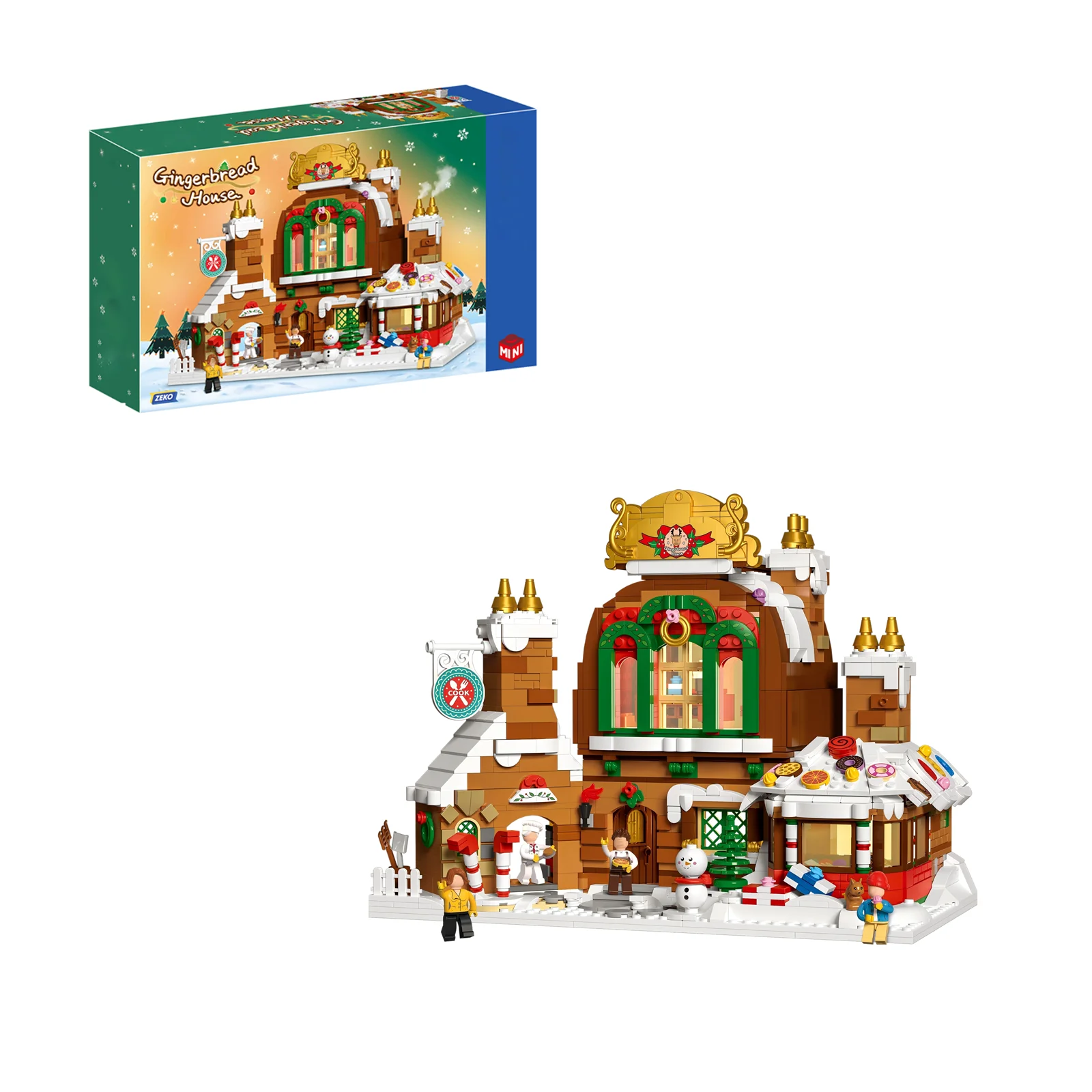 DIY kersthuismodel bouwstenen, montageset voor vakantiespeelgoed voor kinderen, kerstcadeau, kerstversiering voor thuis op het bureau