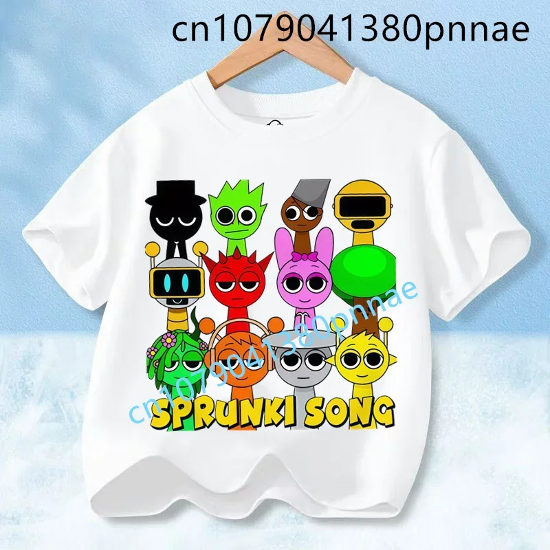 

Summer Clothes Sprunki T Shirt Kids Fashion Casual Cartoon Incredibox T-Shirts Men Teen Boys Loose O-Neck Short Sleeve Girls