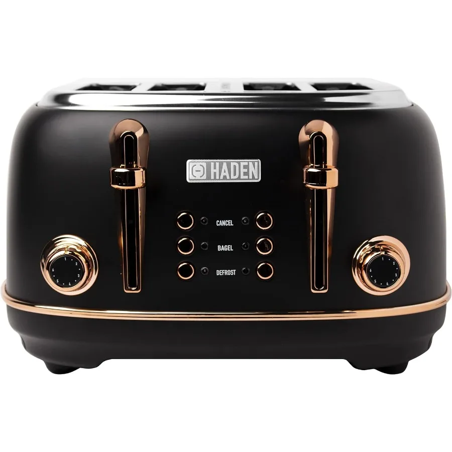 Heritage 4-Scheiben-Toaster mit extra breiten Schlitzen, 1500 Watt, schwarzes Kupfer, Retro-Edelstahl-Design mit selbstzentrierender Funktion